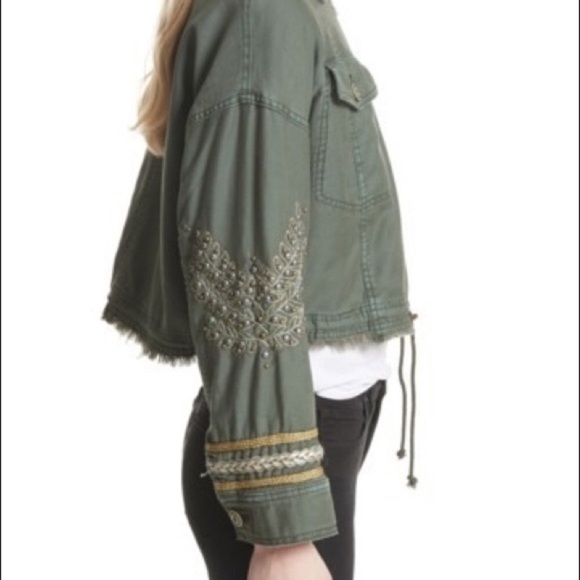 Free People Cropped Embellished Military Jacket - Picture 2 of 8